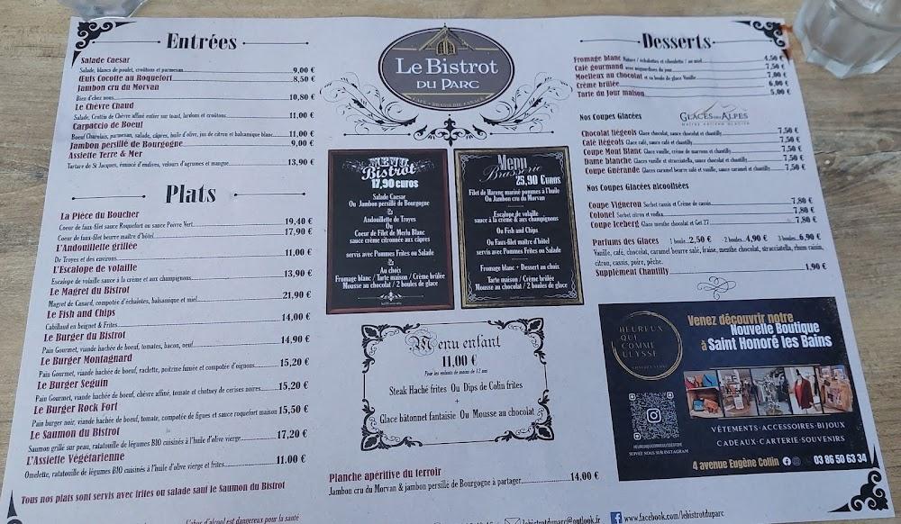 Bistrot du Parc - Menu Image 1